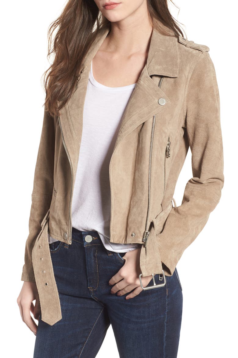 Suede Moto Jacket, Main, color, SAND STONER