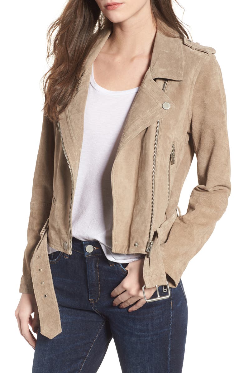 BLANKNYC Suede Moto Jacket, Main, color, Sand Stoner