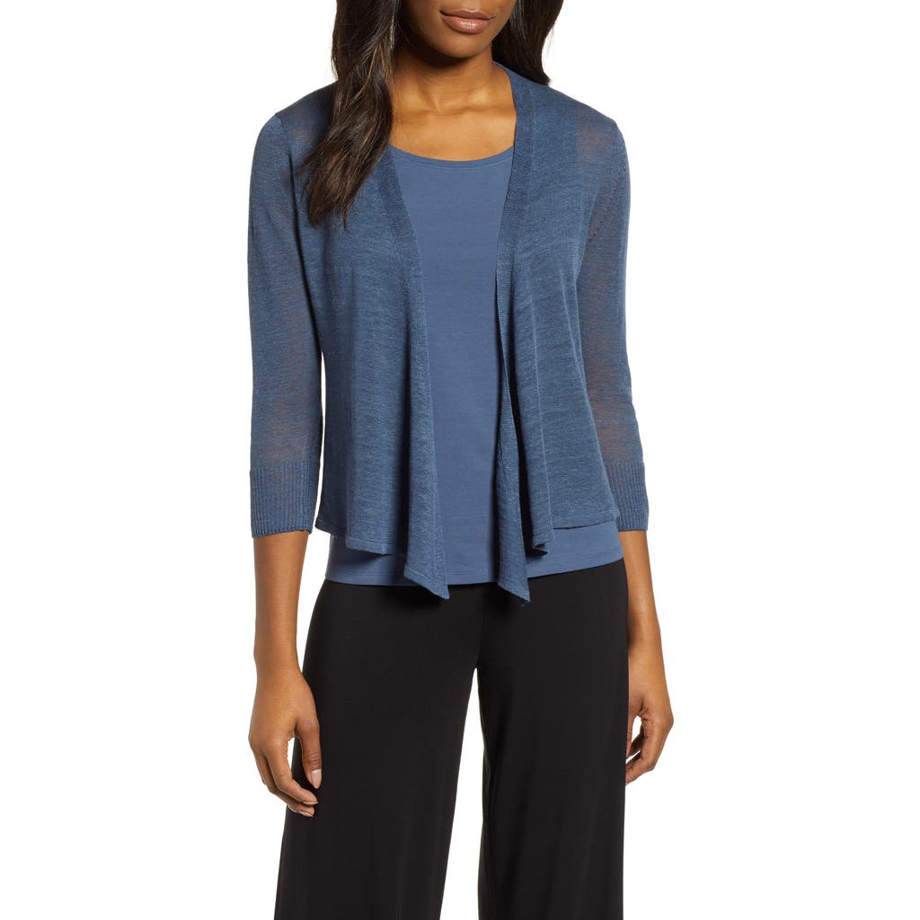Nic + Zoe Nic+zoe '4-way' Convertible Three-quarter Sleeve Cardigan In Blue