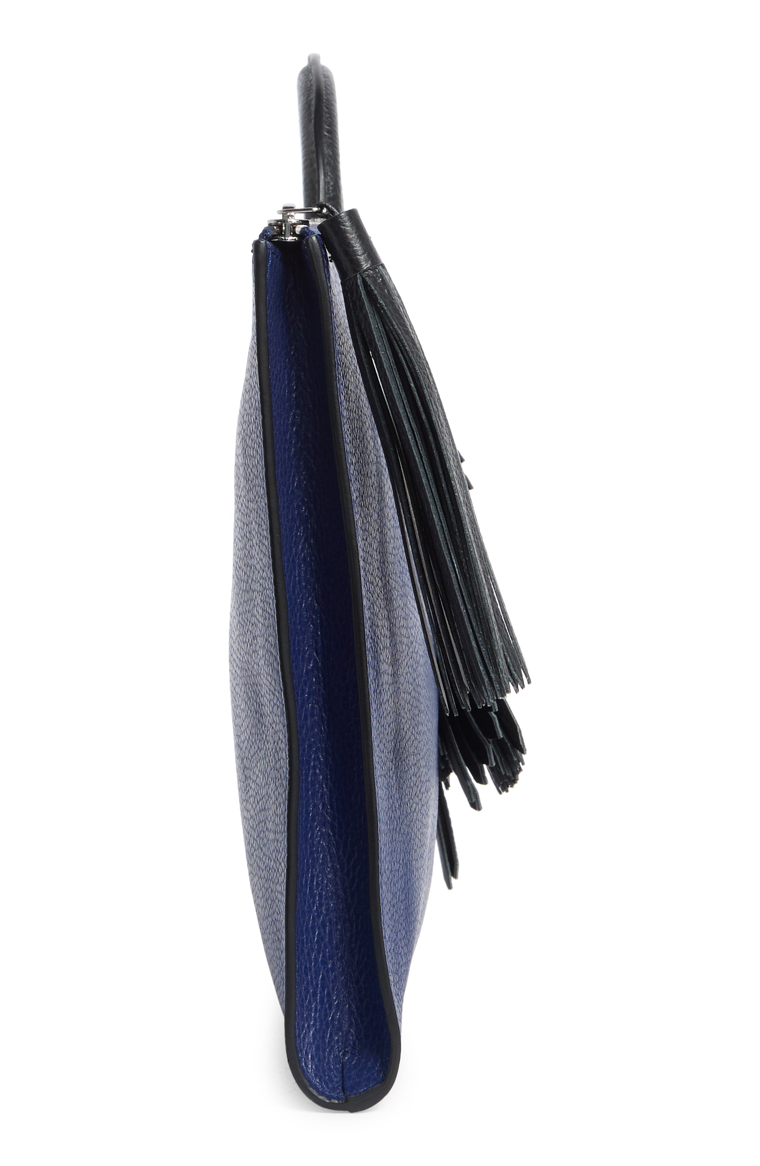 Longchamp Tassel Leather Clutch, Alternate, color, Sapphire
