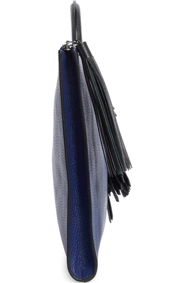 Longchamp Tassel Leather Clutch, Alternate, color, Sapphire