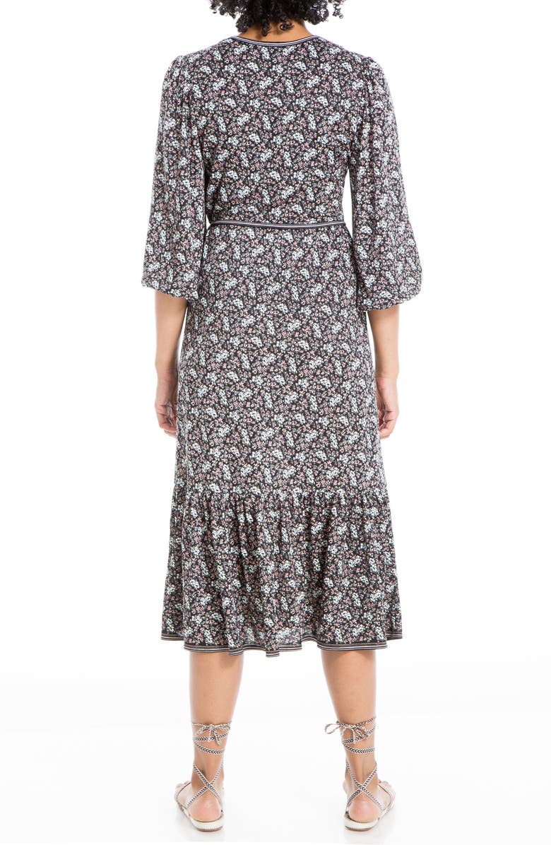 MAX STUDIO Textured Jersey Short Sleeve Wrap Midi Dress, Alternate, color, 