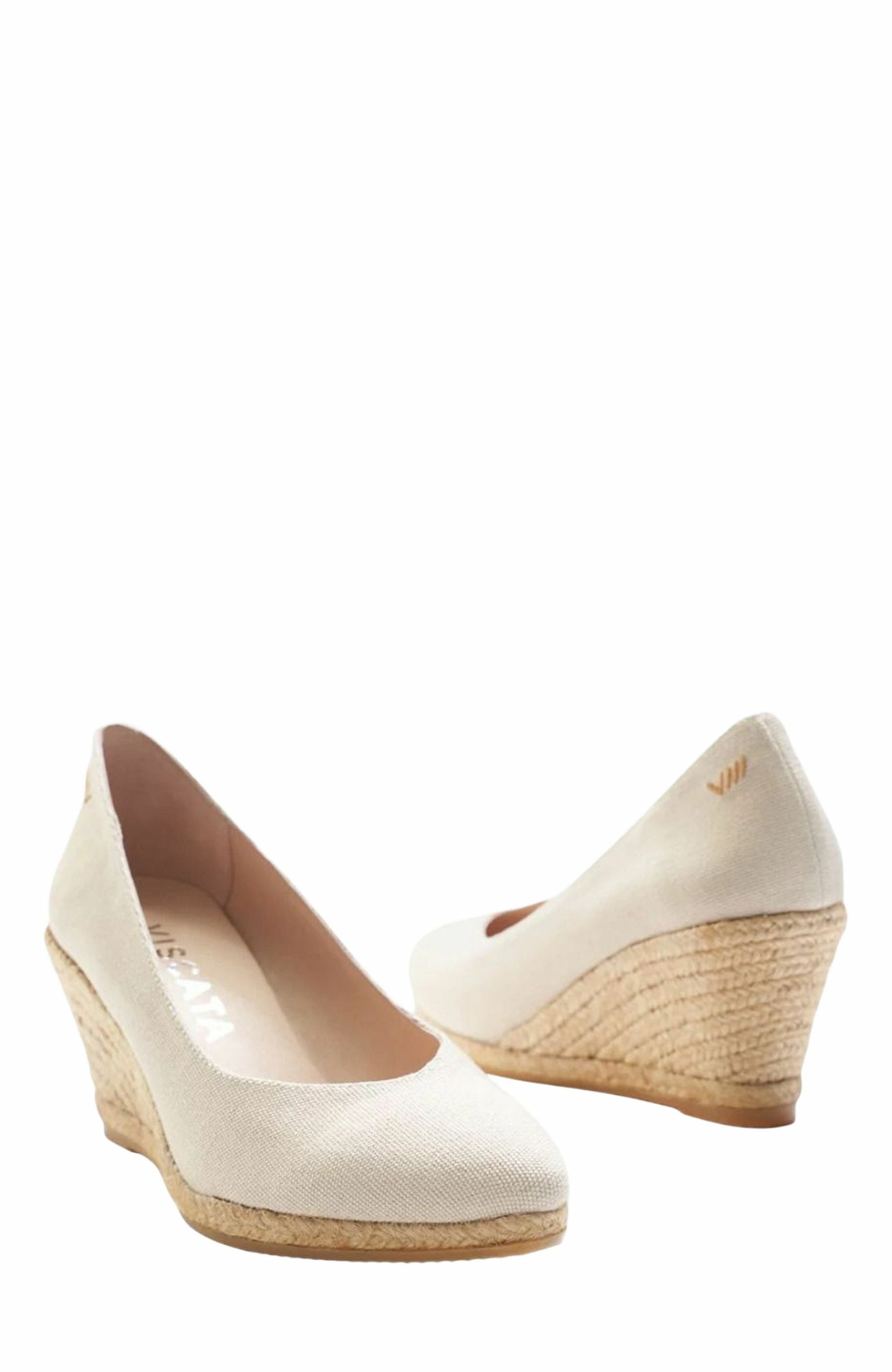 Roses Canvas V Cut Espadrille Wedges, Alternate, color, Beige