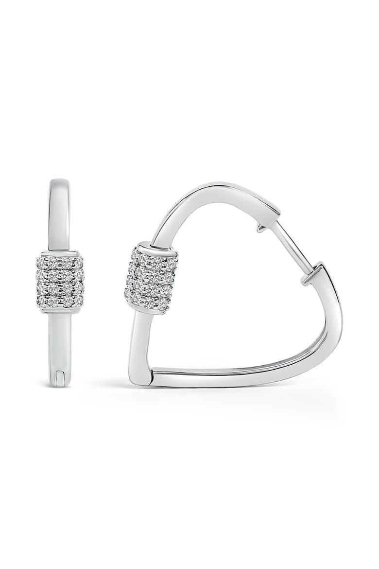 10K Gold 3/8 Cttw Lab Grown Diamond Heart Shaped Huggie Hoop Earrings, Alternate, color, White