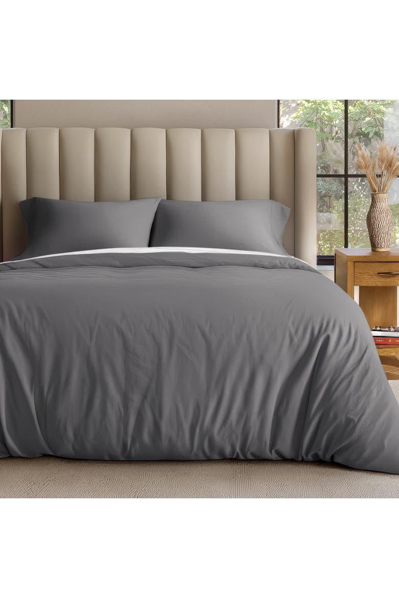 Organic Cotton Jersey Duvet Cover & Pillowcase Set, Alternate, color, Grey