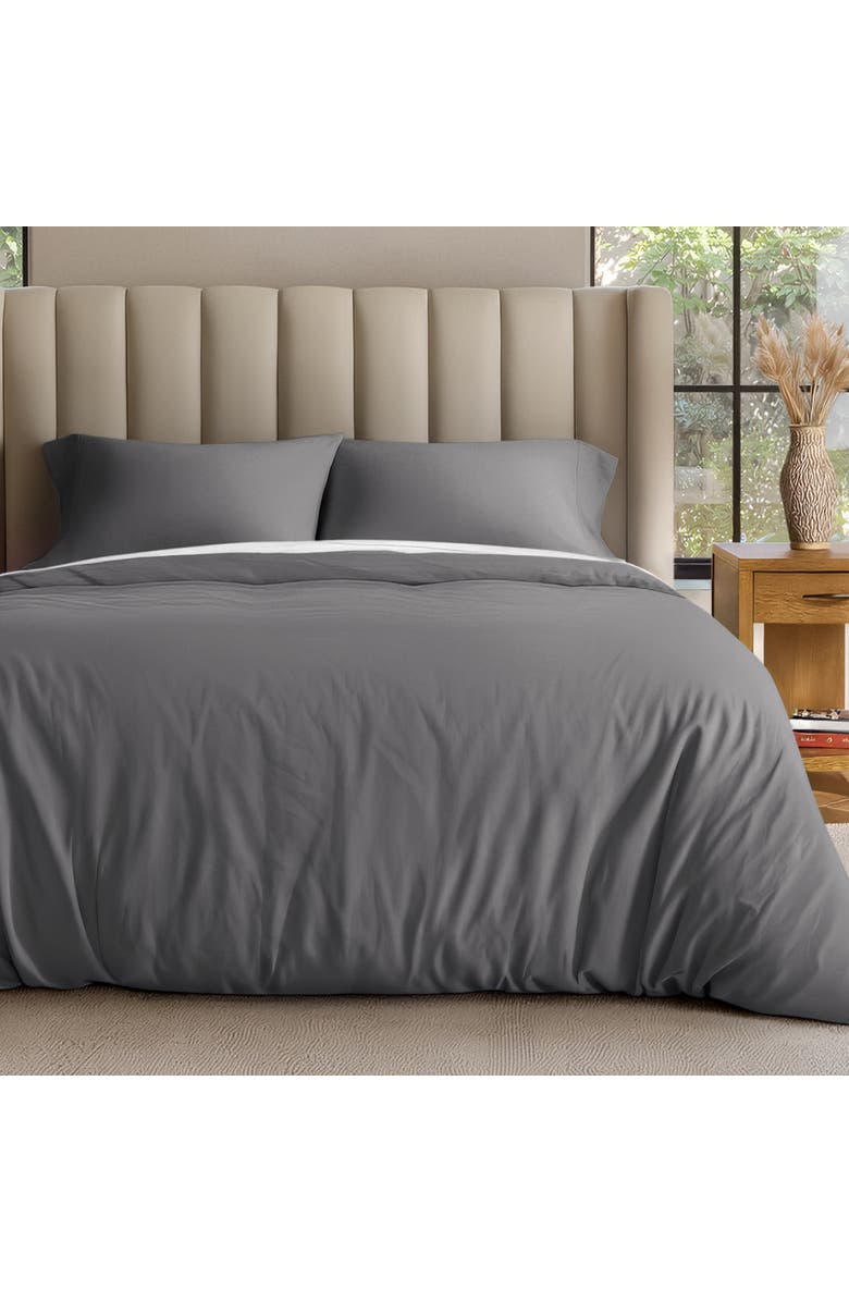 Bare Home Organic Cotton Jersey Duvet Cover & Pillowcase Set, Alternate, color, Grey