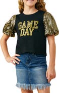 Hayden Girls Kids' Game Day Sequined Sleeve T-Shirt