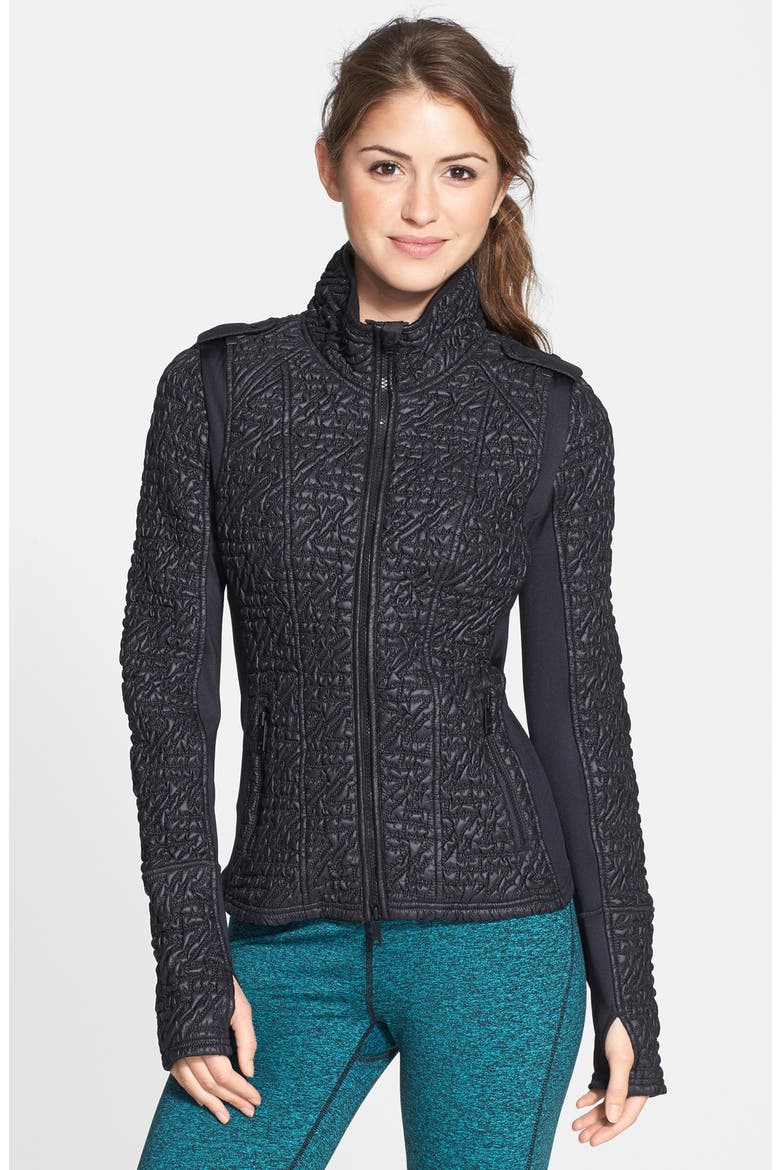 'Modern Moto' Quilted Jacket, Main, color, BLACK