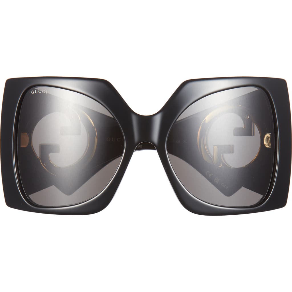Gucci 64mm Shield Sunglasses In Black Black Grey