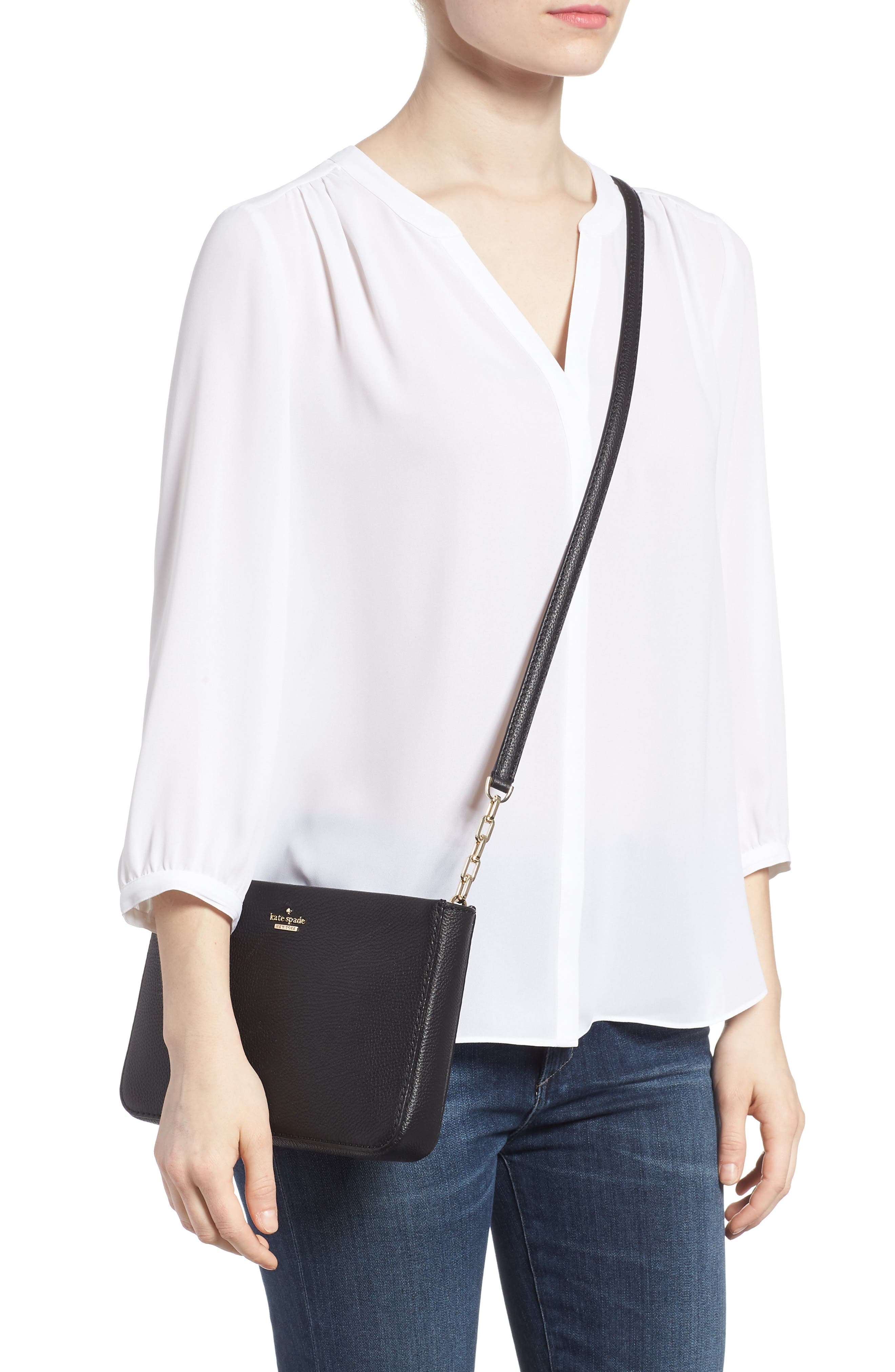 Kate Spade New York kingston drive - alessa leather shoulder/crossbody bag, Alternate, color, 