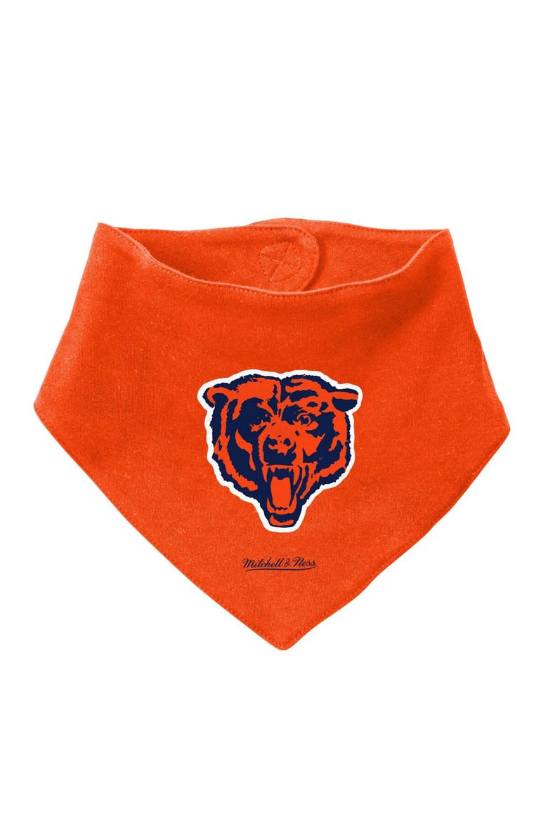 Mitchell & Ness Newborn & Infant Mitchell & Ness Orange/Navy Chicago Bears Throwback Big Score Bodysuit, Bib & Bootie Set, Alternate, color, Orange