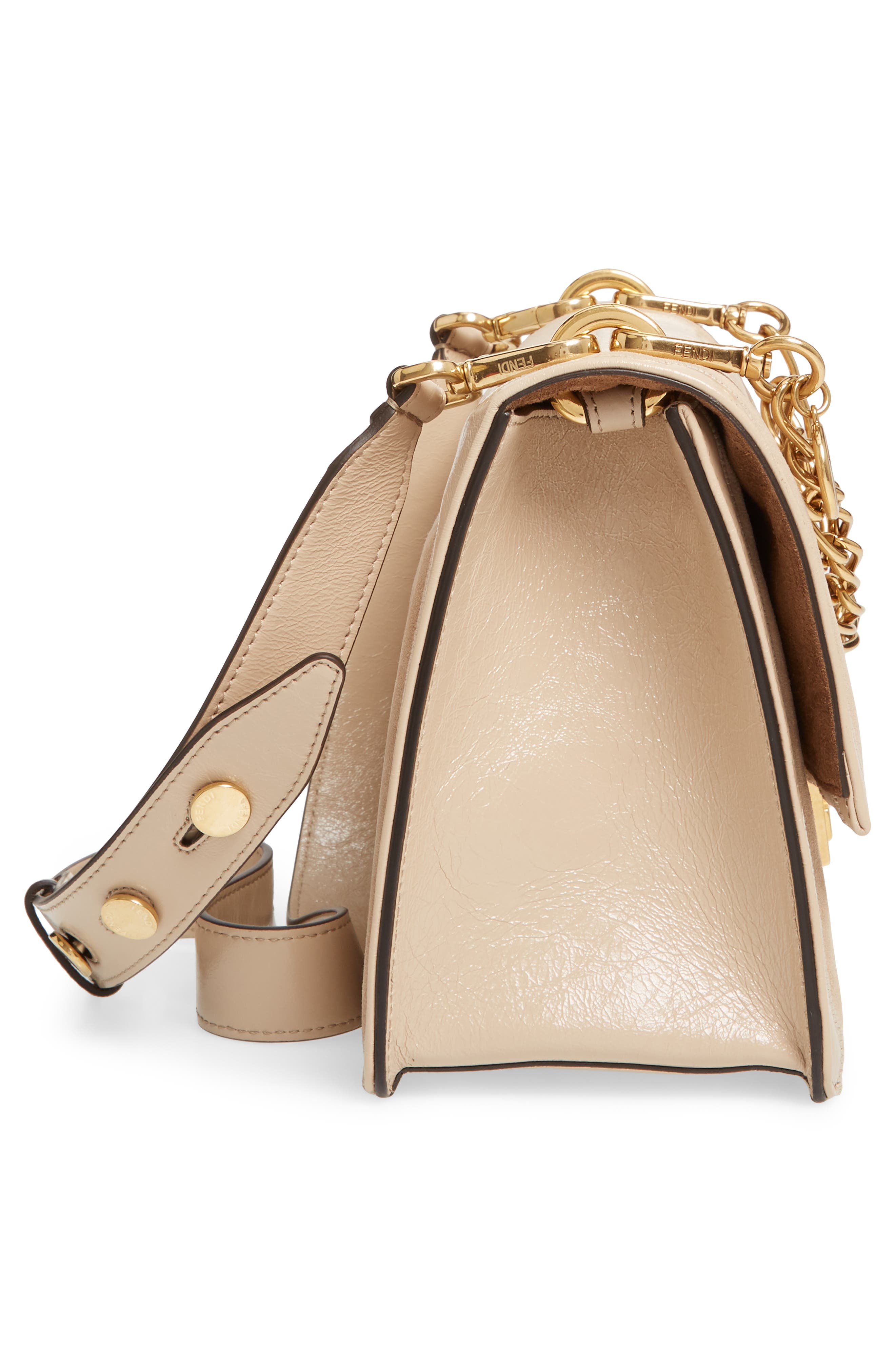 Fendi Kan U Goatskin Suede & Lambskin Leather Shoulder Bag, Alternate, color, 