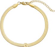 Adornia 18k Gold Plated Initial Herringbone Chain Bracelet