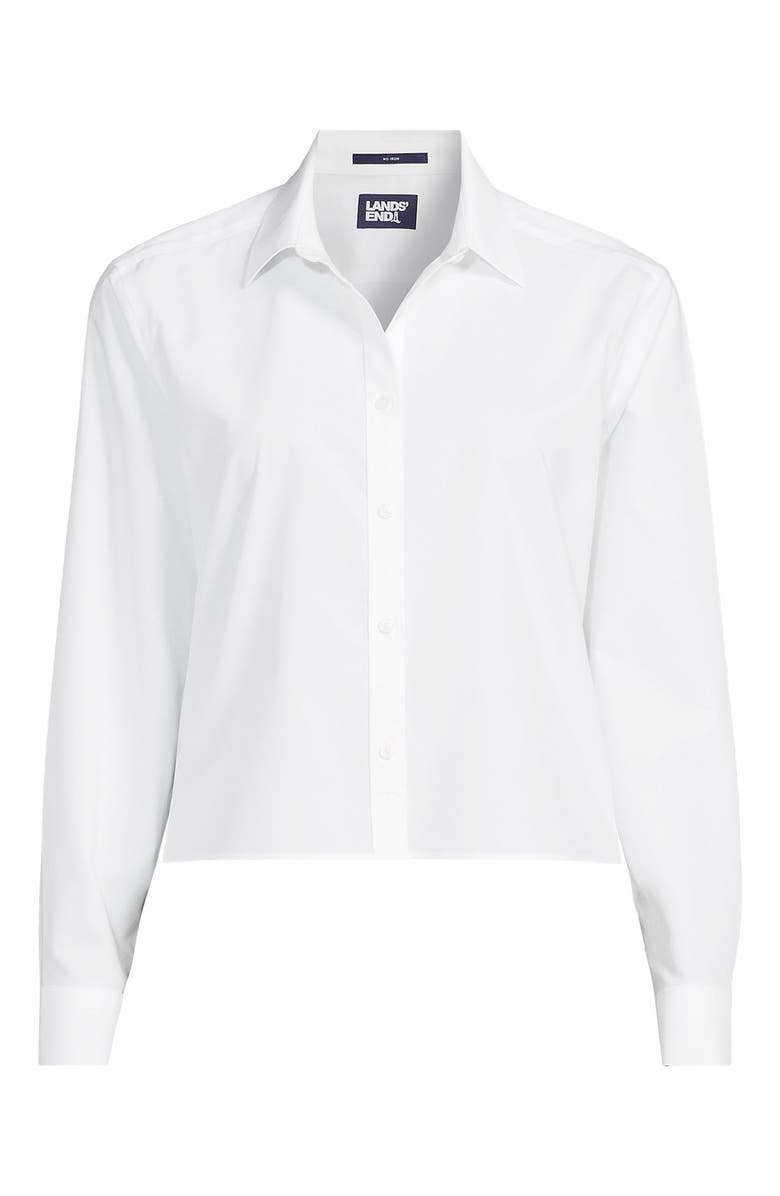 Lands' End No Iron Boxy Cropped Shirt, Alternate, color, White