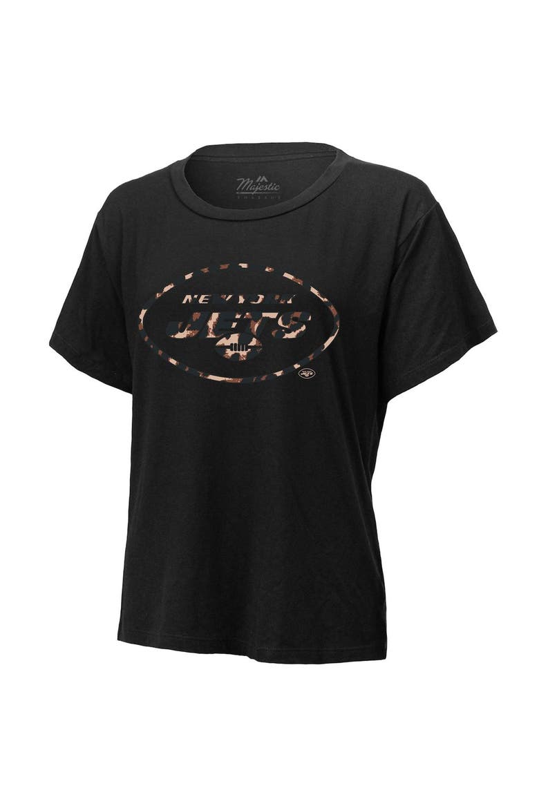 Women's Majestic Threads Aaron Rodgers Black New York Jets Leopard Player Name & Number T-Shirt, Alternate, color, Black