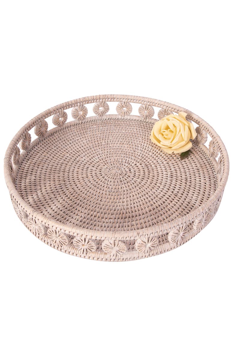 Artifacts Rattan Inna Design Round Tray, Alternate, color, White Wash