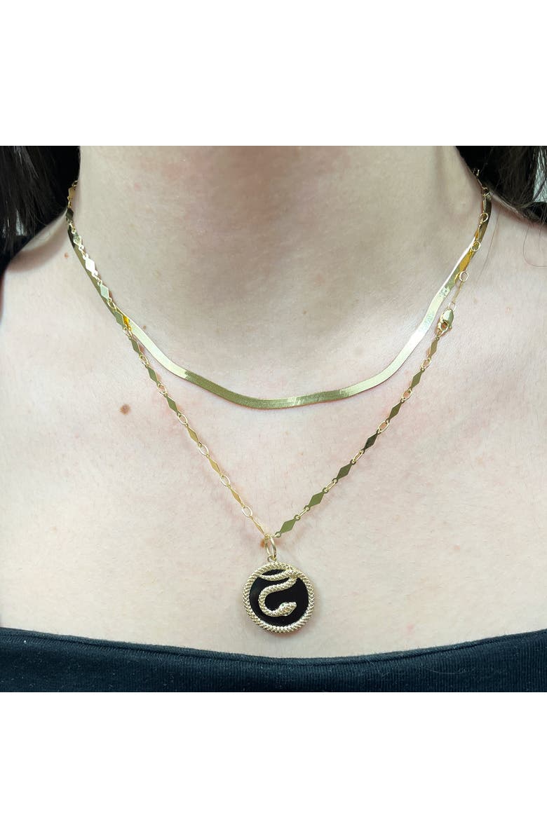 The Lovery Fine Jewelry Onyx Snake Charm, Alternate, color, Onyx