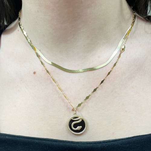 The Lovery Fine Jewelry Onyx Snake Charm In Black