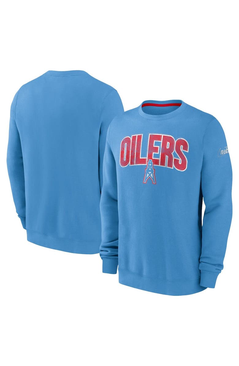 Nike Men's Nike Blue Tennessee Oilers Gridiron Classics Rewind Club Pullover Sweatshirt, Main, color, 