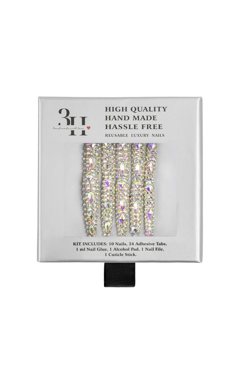 3H Nails Diamond Dust Luxury Handmade Press On Nails, Alternate, color, Metallic Silver