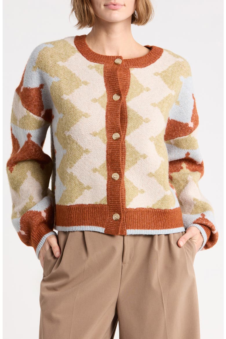 Geo Jacquard Cardigan, Main, color, RUST COMBO