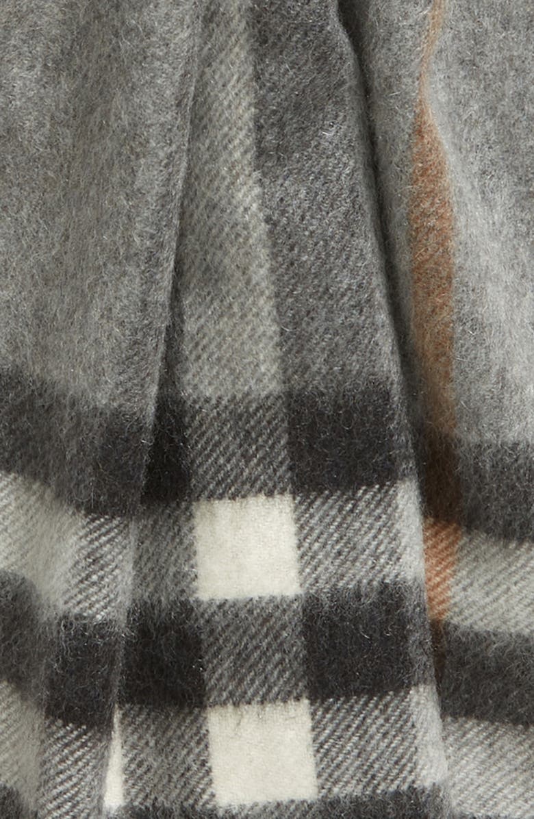 Burberry Giant Check Cashmere Scarf, Alternate, color, Grey