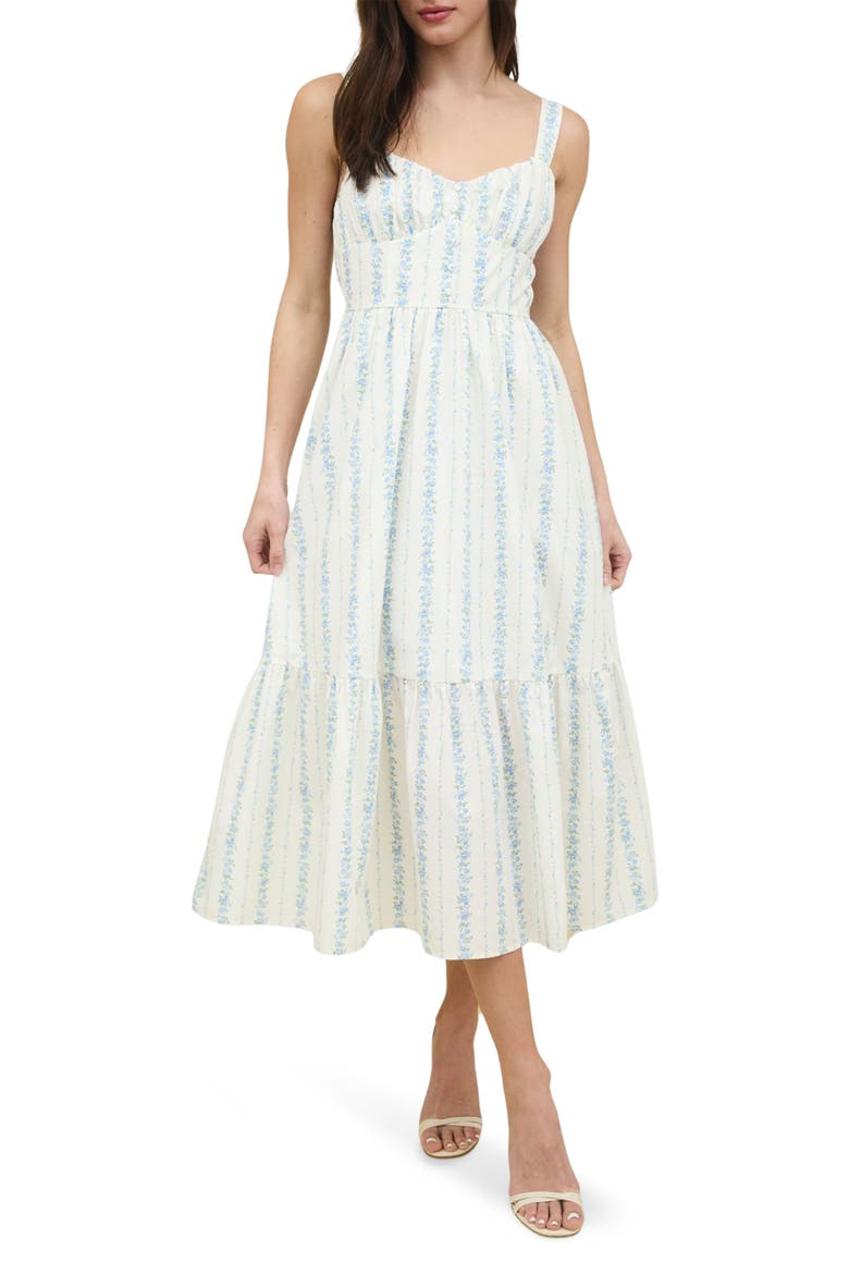 Floral Tiered Sundress, Main, color, BLUE MULTI