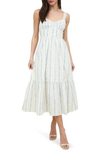 Shop Blu Pepper Floral Tiered Sundress In Blue Multi