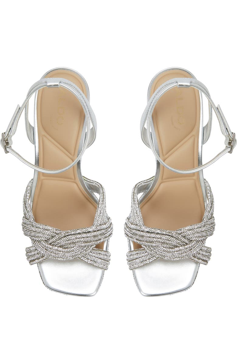 ALDO Shimma Platform Ankle Strap Sandal, Alternate, color, Silver