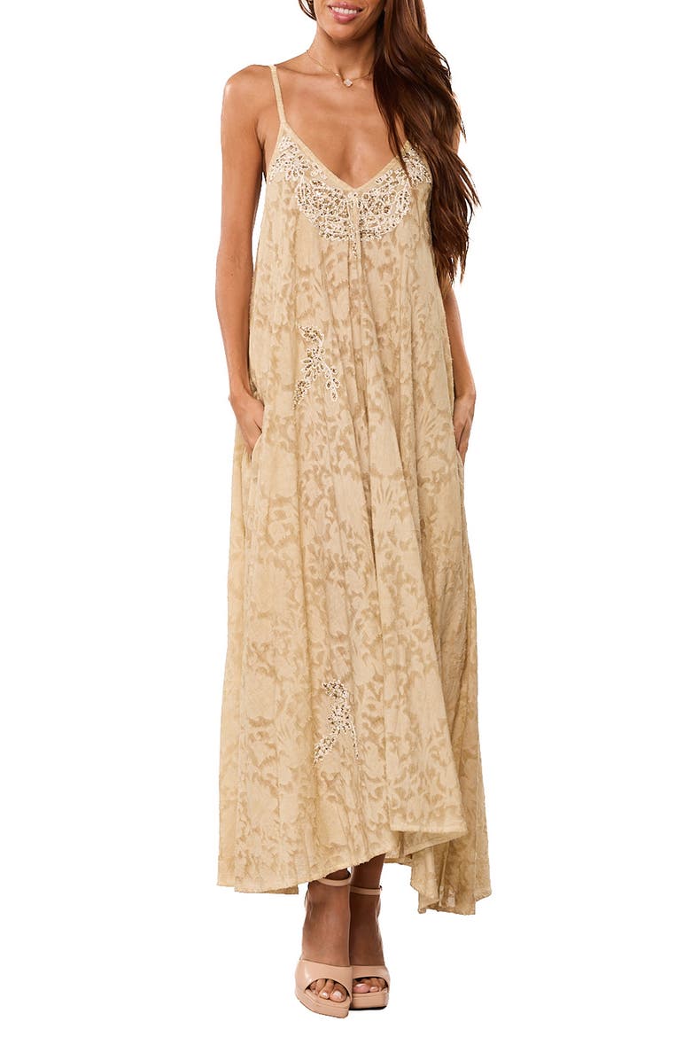 Embroidered Cover-Up Dress, Main, color, BEIGE
