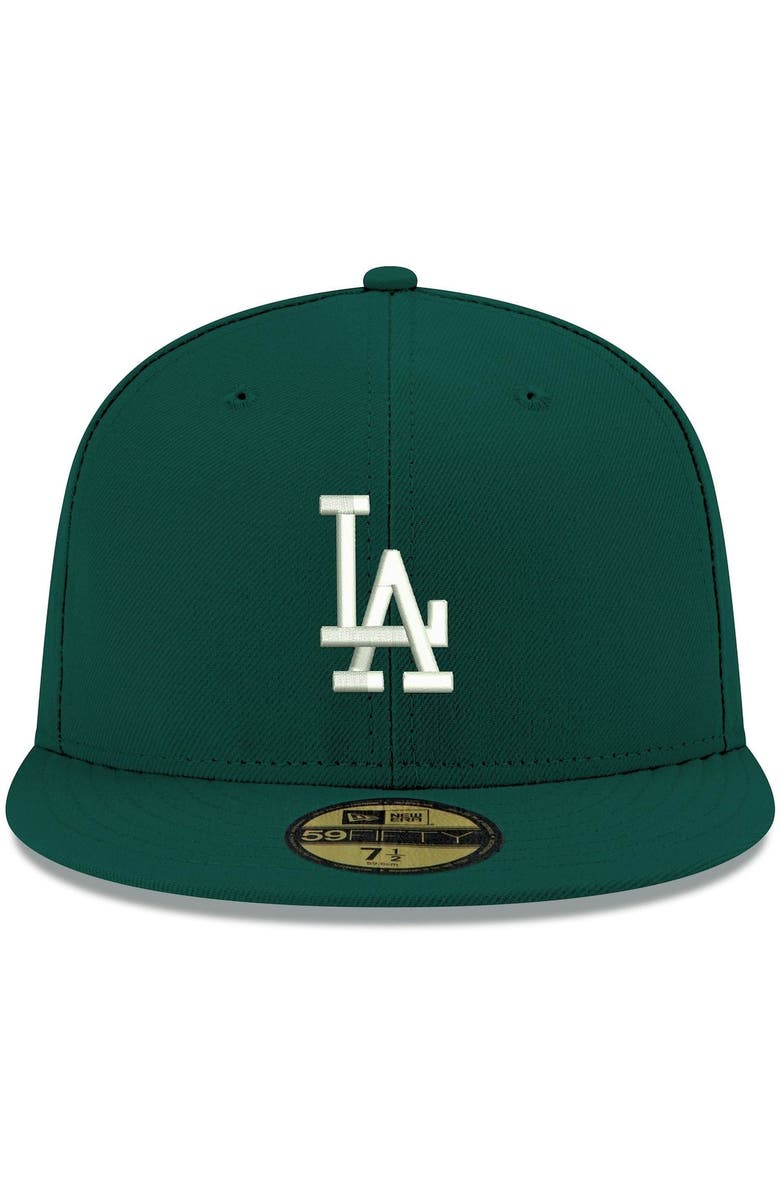 New Era Men's New Era Green Los Angeles Dodgers White Logo 59FIFTY Fitted Hat, Alternate, color, 