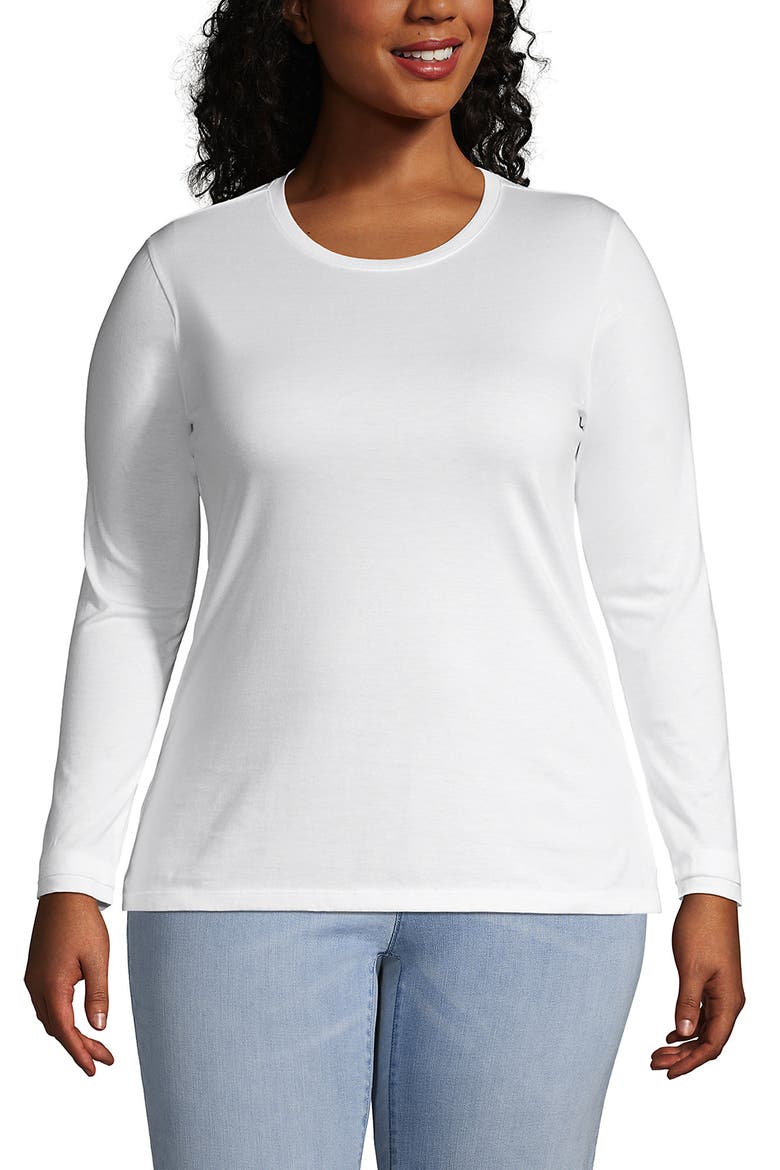 Supima Cotton Long Sleeve Crewneck T-Shirt, Main, color, White