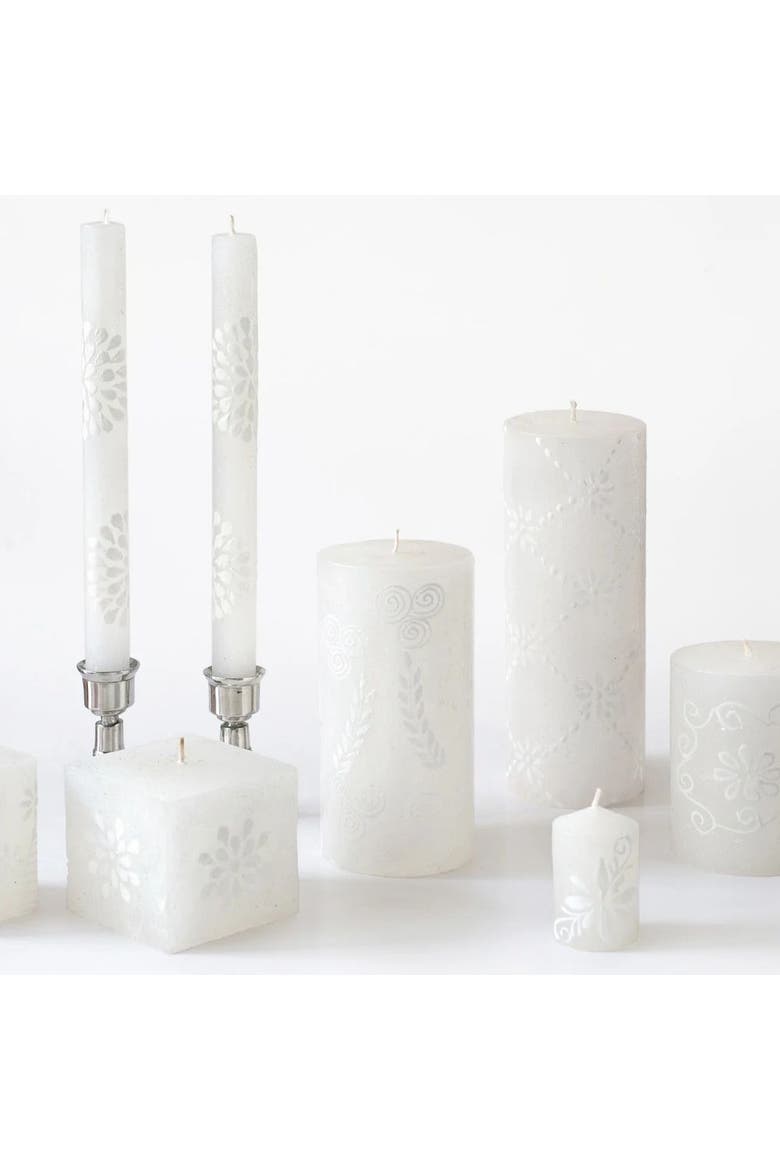 White on White Painted Candles - Set of 2, Alternate, color, White On White - 9"