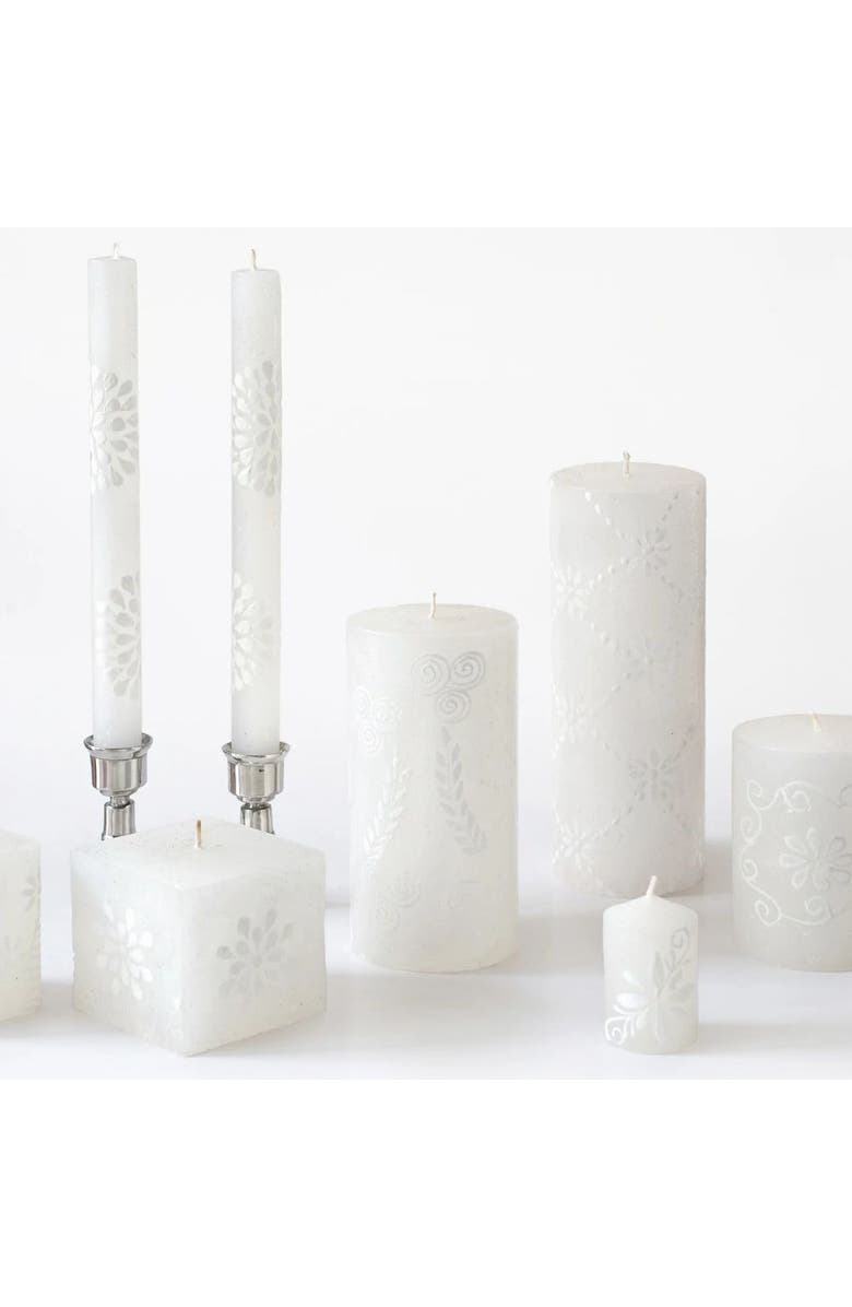 Thumbprint Artifacts White on White Painted Candles - Set of 2, Alternate, color, White On White - 9"