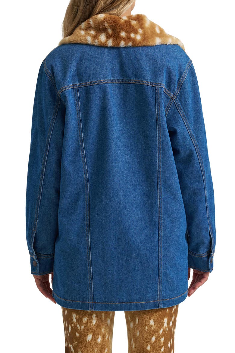 Faux Fur Lined Denim Coat, Alternate, color, CAVIAR CLASSIC