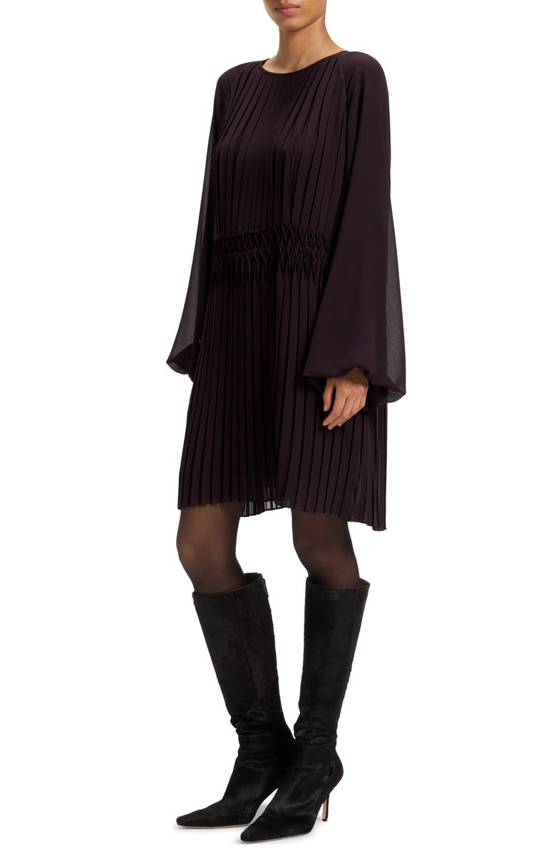BOSS Daliette Pleated Long Sleeve Dress, Alternate, color, Dark Carmine