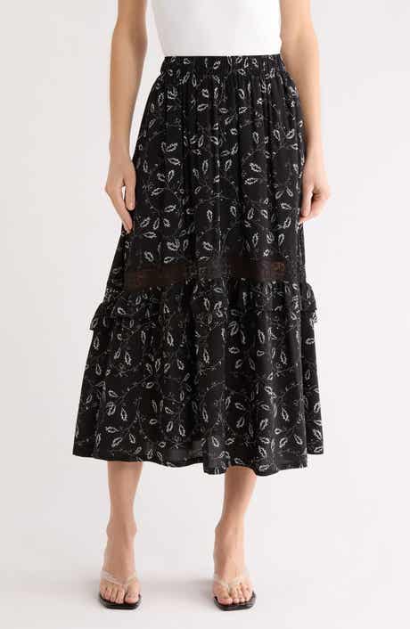 Melrose and Market Ruffle Lace Inset Maxi Skirt