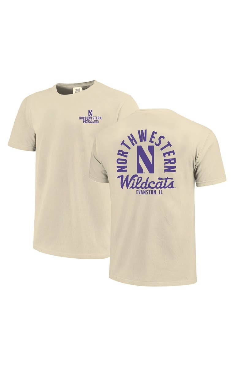 IMAGE ONE Men's Cream Northwestern Wildcats Comfort Colors Mascot Overlay T-Shirt, Main, color, 