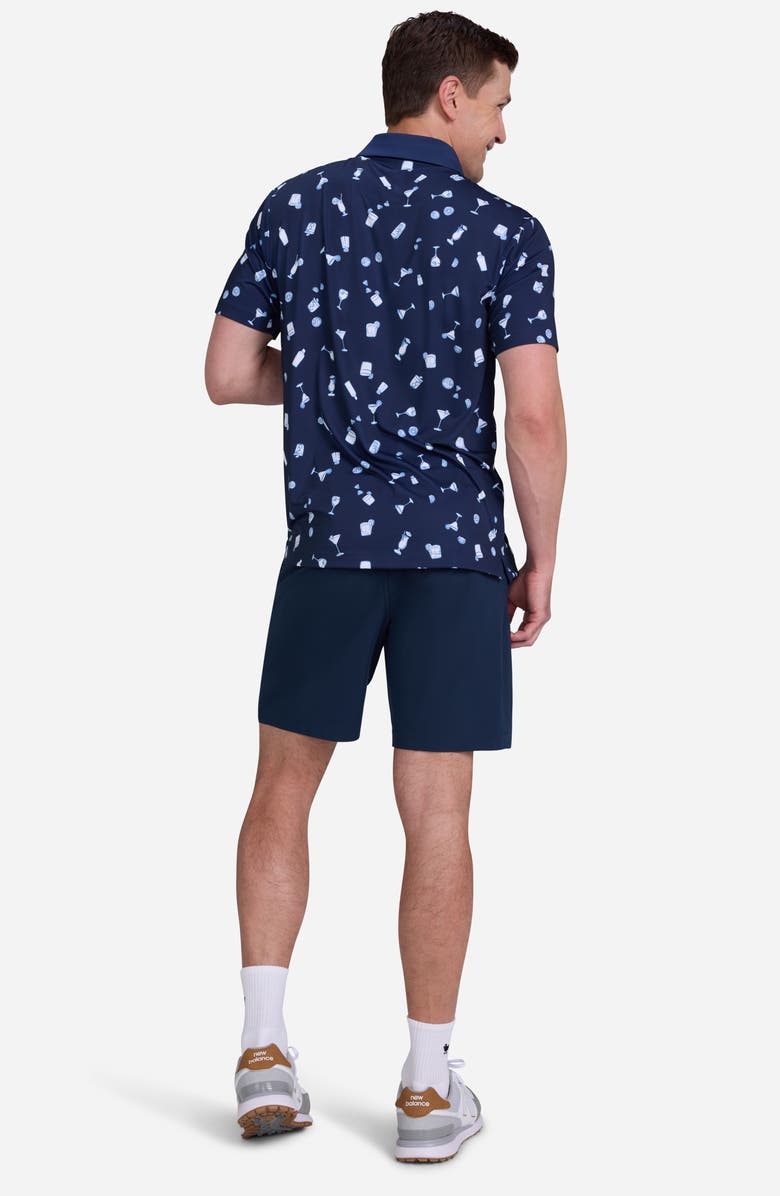 Bad Birdie Cheers Cocktail Print Performance Golf Polo, Alternate, color, Cheers - Dark Navy