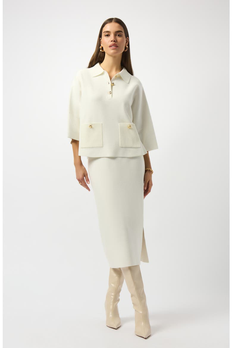 Polo Sweater with Three-Quarter Sleeves, Alternate, color, WINTER WHITE