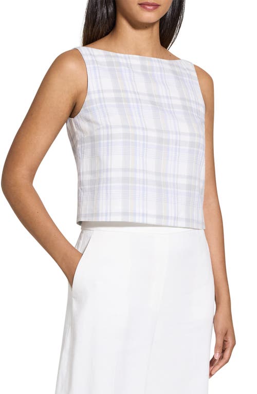 Theory Plaid Bateau-neck Top In Multi