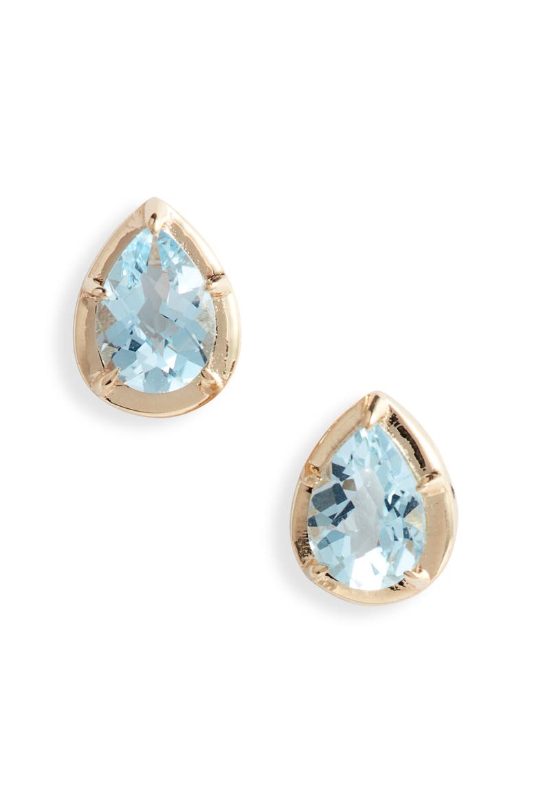 Mélia Pear Stud Earrings, Main, color, BLUE