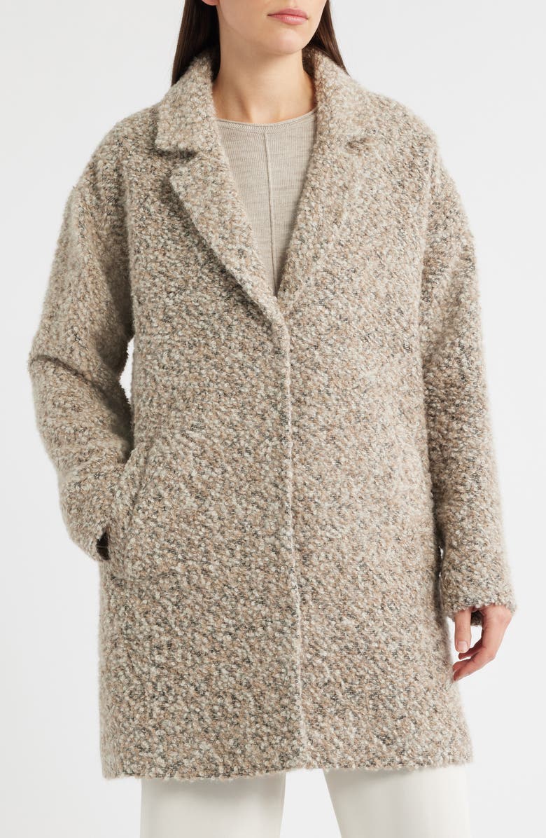 Eileen Fisher Notch Collar Long Coat, Alternate, color, Biscuit Beige