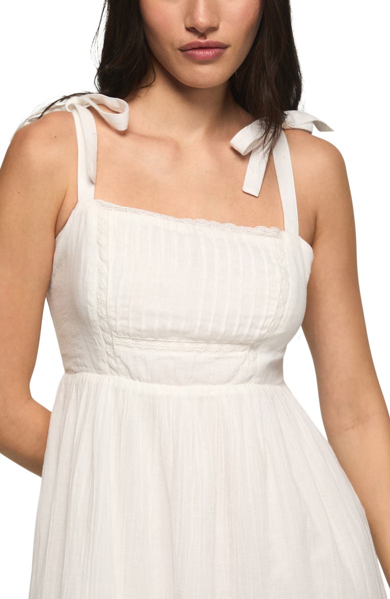 Lucky Brand Tie Strap Sleeveless Midi Dress, Alternate, color, Bright White