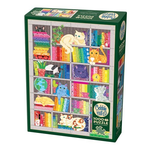 Cobble Hill 1000 Piece Puzzle Rainbow Cat Quilt Reference Poster Included in Multicolored  product