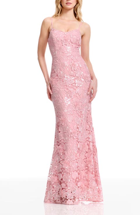 Giovanna Sequin Floral Lace Mermaid Gown