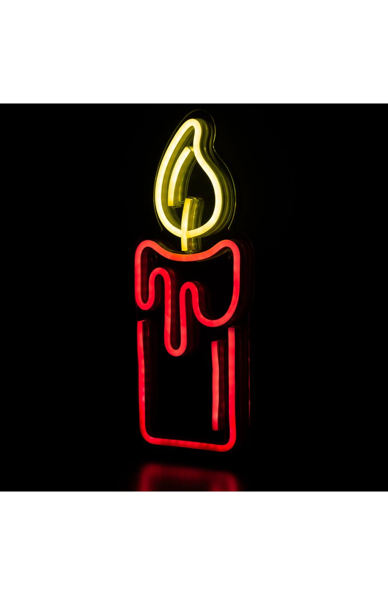 Northlight LED Candle Neon Lighted Christmas Wall or Window Decoration - 12", Alternate, color, Red