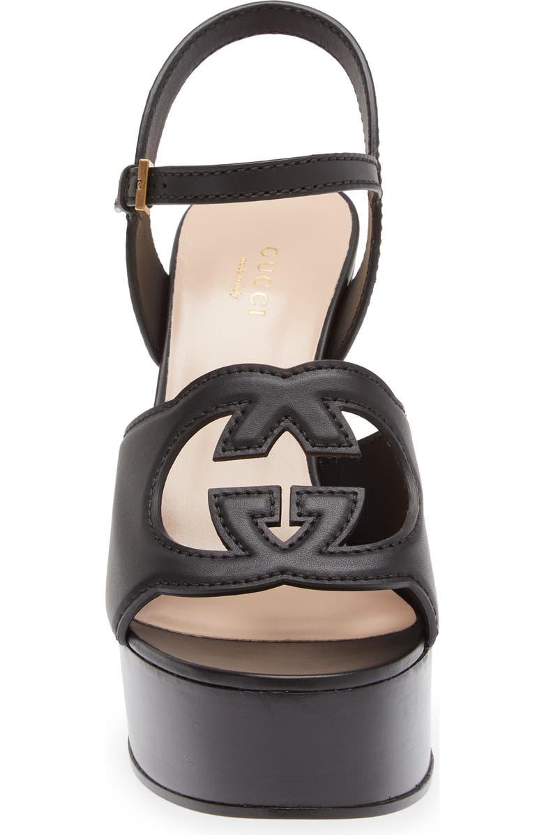 Gucci Interlocking G Cutout Platform Sandal, Alternate, color, Black