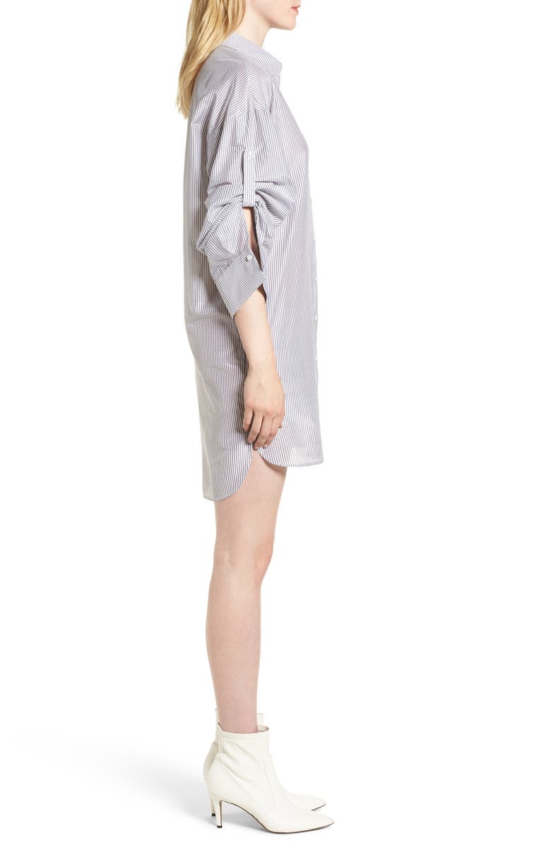 Trouvé Stripe Cotton & Silk Shirtdress, Alternate, color, 