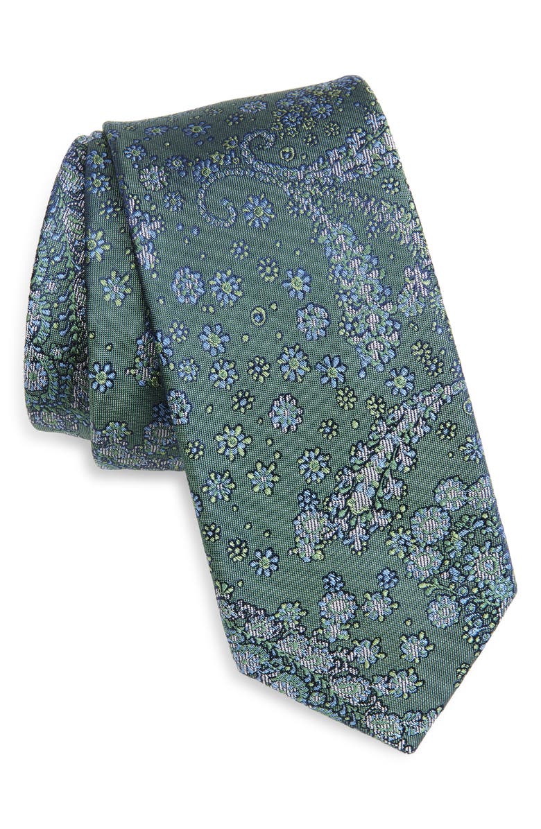 Nordstrom Davari Paisley Silk Tie, Main, color, Green